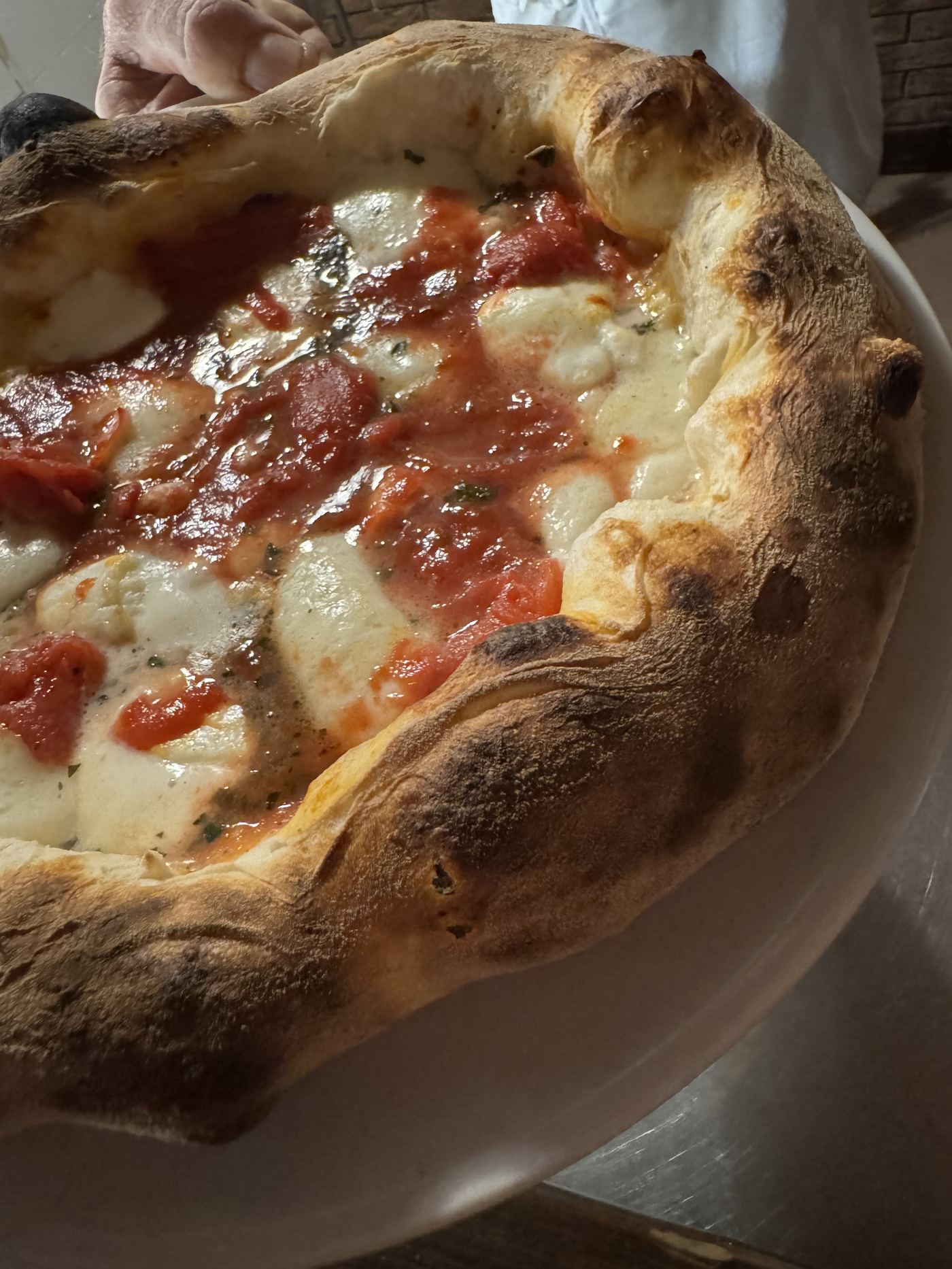 Pizza con mozzarella e pomodoro