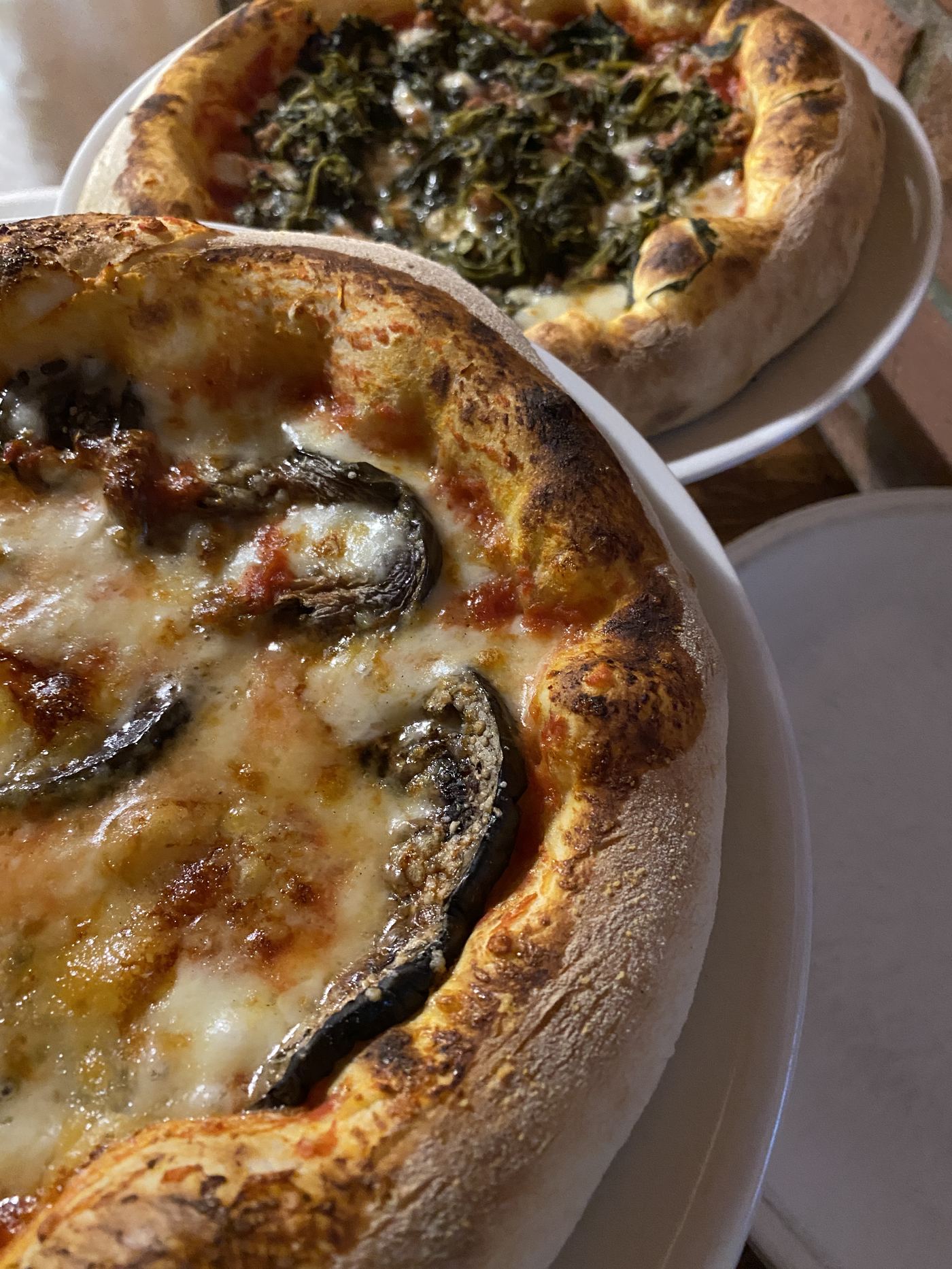 Pizze con melanzane e spinaci